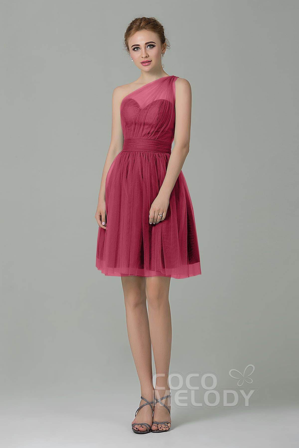 A-Line Short-Mini Tulle Bridesmaid Dress LOZM1503F - COCOMELODY